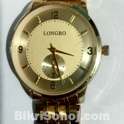 Longbo Men's Gold Tone Analog Watch— Sub-dial